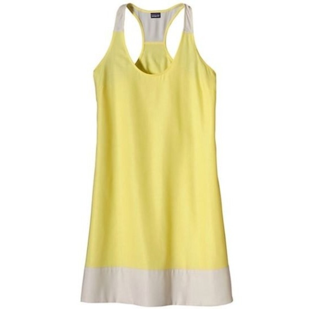 Patagonia Seahurst Yellow Racerback Tank Dress‎ White Trim Colorblock M Medium